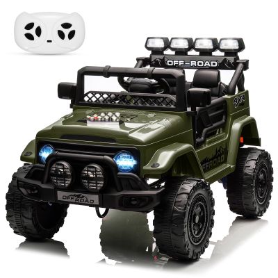12V Kids Ride-on Truck with Parent Remote Control  Electric Vehicle with Spring Suspension, 3 Speeds, LED Lights, Music & Horn for Children