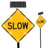 24" Flashing Pedestrian Crossing Sign, Solar Powered Road Traffic Signs, Aluminum LED Blinking Street Warning Signs for Park School Community C view 1