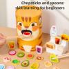 Asixxsix Wooden Feeding Toy, PretendPlay Food Set with Spoon and Chopsticks, Fine Motor Skills Scooping Toy for Toddlers Hand Eye Coordination view 3
