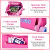 Abbylike Empty Mahjong Canvas Tote Bag for Rolled Mat Tiles Racks Pushers Suffers Accessories 28x9 Inches Mahjong Bag with Zipper Closure Outer Pockets Lining Large Capacity Case Only(Pink) view 2
