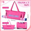 Abbylike Empty Mahjong Canvas Tote Bag for Rolled Mat Tiles Racks Pushers Suffers Accessories 28x9 Inches Mahjong Bag with Zipper Closure Outer Pockets Lining Large Capacity Case Only(Pink) view 3
