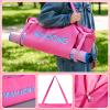 Abbylike Empty Mahjong Canvas Tote Bag for Rolled Mat Tiles Racks Pushers Suffers Accessories 28x9 Inches Mahjong Bag with Zipper Closure Outer Pockets Lining Large Capacity Case Only(Pink) view 4