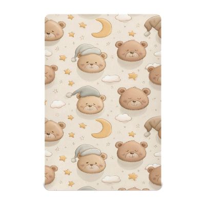 Cartoon Bear Head Pattern Crib Sheets Stretchy Portable Sheets for Baby Toddler Breathable Soft Crib Mattress Sheet for Girls Boys
