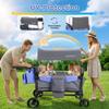 MOMFANN Wagon Stroller for 4 Kids, All-Terrain 4-Seater Folding Wagon with 5-Point Harness, Adjustable Push-Pull Handle, Removable Canopy, Oversized Storage Organizer, Compact Fold - Grey view 3