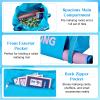 Abbylike 28x9 Inches Mahjong Bag for Rolled Mat Tiles Racks Pushers Accessories Empty Mahjong Canvas Tote Bag with Zipper Closure Outer Pockets Lining Large Capacity(Blue) view 2