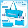 Abbylike 28x9 Inches Mahjong Bag for Rolled Mat Tiles Racks Pushers Accessories Empty Mahjong Canvas Tote Bag with Zipper Closure Outer Pockets Lining Large Capacity(Blue) view 3