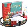 14Pcs Electric Train Set for Kids Light & Sounds Simulated Christmas Train with 4 Carriages Classical Christmas Sets with Tracks for Boys & Girls view 1