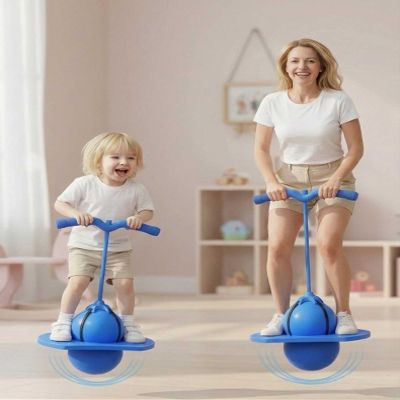 Jumper Ball for Kids & Adults - Balance Jumping Ball with Handle, Safe and Fun Bouncing Ball Stick, High Jump Toy Bounce Jump Trick Board, Moon Bounce Magic! Kids Can't Get Enough (Blue)
