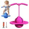 Balance Jumping Ball, Jumper Jumping Elastic Fitness Balance Bouncing Balls with Handle, Anti-Slip Footboard & Thickened, Wear-Resistant Sphere, Promote Development Coordination (Pink) view 1