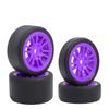 keeda 4Pack Rubber Tires and Wheels, Suitable for Losi Micro B 1/24, 1/28 WL244016 Drift RC car Upgrade Parts (B Purple) view 1