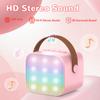 Mini Karaoke Machine for Toddlers - Birthday Gift for 3 4 5 6 7 8 9 10 11 12 Years Old Girls, Bluetooth Speaker Sets with 2 Wireless Microphones fits Family Fun Home Party Indoor&Outdoor, Pink view 3
