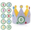 Aysatogc Birthday Crown Hat with Numbers, Felt Crown Birthday Hats Fabric Hat Interchangeable 3D Stickers Fabric Crowns Numbers 0-9 Party Decorations for Birthday view 1