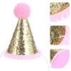 ERINGOGO Sequin Birthday Party Hat for, Pink Pom Pom Cone Hat, Non-Woven Photo Prop for Boys and Birthday Celebration view 3