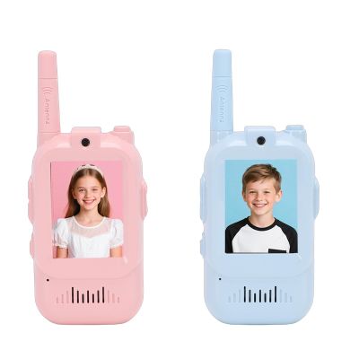 fosa 2PCS Video Walkie Talkies for Kids, Kids Video Call Intercom, 2 Inch Screen 500m Range WiFi Handheld 2 Way Talk Radio, with Voice Changer and Auto Pairing