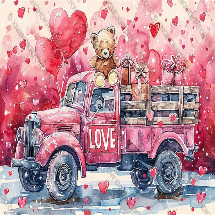 500 Piece Jigsaw Puzzle A Pink Truck Filled with Teddy Bears and Hearts for Beginners Learning Puzzle Puzzle The Best Jigsaw Puzzle Game for Interactive Emotions Christmas