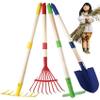 4Pcs/Set Kids Gardening Tools Colorful Fun Carbon Steel Kids Gardening Set Include Rake Claw and 2 Shovels Safe DIY Toddler for Outdoor Toys view 1