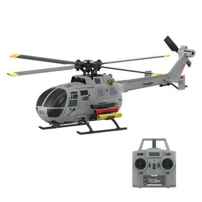 1/48 Remote Control Helicopters, C186S BO105 2.4G 6CH Single Rotor Flybarless Helicopter, RC Military Helicopter with Altitude Hold, Optical Flow & One-Key Takeoff/Landing, RC Aircraf for Adults, RTF