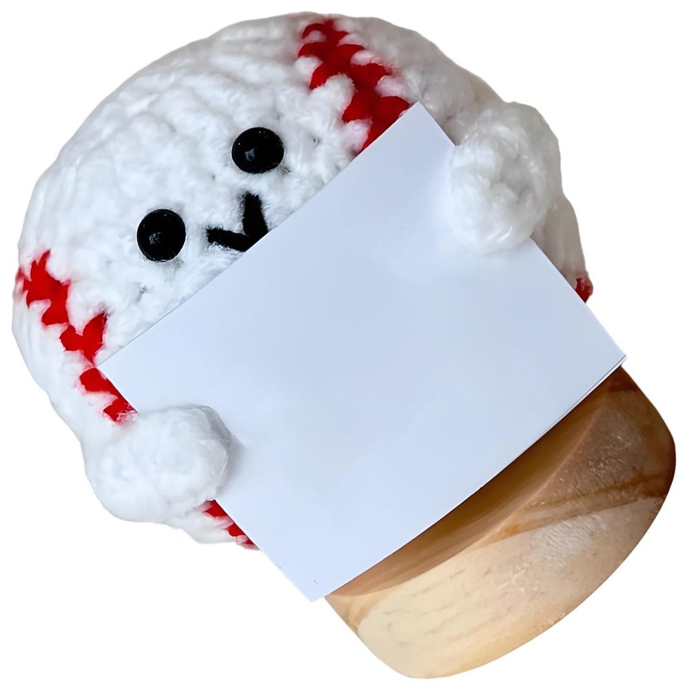 4.7 in Crocheted Baseball Doll with Stand, Emotional Sports Gift for Fans, Encouraging Desk Accessory
