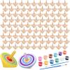 DoubleFill 100pcs DIY Wooden Spinning Tops Craft Kit, Back to School Gifts view 1