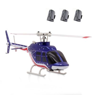 A60 1:42 Scale Mini Bell-206 Helicopter, 4-Channel RC Helicopter with Altitude Hold and Optical Flow Positioning, Ready to Fly Remote Control Helicopter for Adult Beginners - 3 Batteries