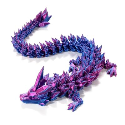 3D Printed Dragon, Ariculated Crystal Dragon, Flexible Fidget Toy for Festival, Home Decoration, Executive Desk Decorations (Purple)