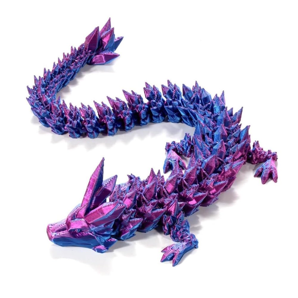 3D Printed Dragon, Ariculated Crystal Dragon, Flexible Fidget Toy for Festival, Home Decoration, Executive Desk Decorations (Purple)