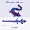 3D Printed Dragon, Ariculated Crystal Dragon, Flexible Fidget Toy for Festival, Home Decoration, Executive Desk Decorations (Purple) view 2