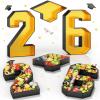 26 Fillable Number for Charcuterie with Grad Cap Shaped Cardboard Tray Black Gold 2026 Graduation Party Table Decorations 13.8'' Pre-cut Board Storage Decorative Paper Mache Box College Grad view 1