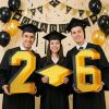 26 Fillable Number for Charcuterie with Grad Cap Shaped Cardboard Tray Black Gold 2026 Graduation Party Table Decorations 13.8'' Pre-cut Board Storage Decorative Paper Mache Box College Grad view 2