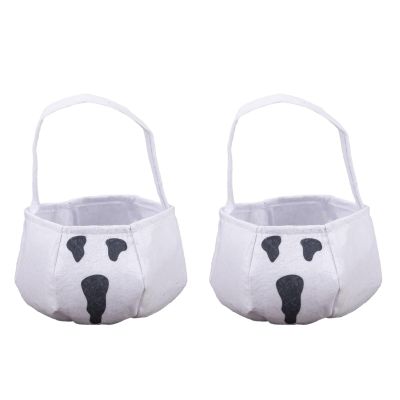 Halloween Treat Bags - 2 Pcs Ghost Design, 5.9 Inch Collection Handbags for Kids