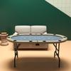 FHUKMZOI 70" Oval Foldable Poker Table, Blackjack Gaming Texas Holdem Tables for 8-10 Players, Casino Gambling Table with Cup Holders for Home Games Parties Poker Nights (Oval) view 2