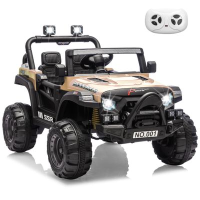 12V Ride On Car for Kids, Ride On Toy w/Parent Remote, Spring Suspension, Bluetooth, Music & Horn, LED Light, 4.1MPH Max Speed, 3 Speeds, Electric Car for Kids Toddlers Age 3-8, Khaki