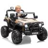 12V Ride On Car for Kids, Ride On Toy w/Parent Remote, Spring Suspension, Bluetooth, Music & Horn, LED Light, 4.1MPH Max Speed, 3 Speeds, Electric Car for Kids Toddlers Age 3-8, Khaki view 2