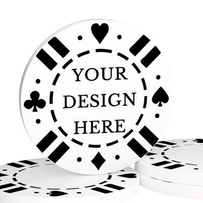 100 Custom Poker Chips - Plastic Poker Chips with Double-Sided UV Full Color Printing, Personalized with Logo Photo Text, Drink Tokens for Bar, Party, Company Promotions & Gifts, 9 Colors (White)