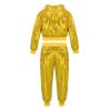 2Pcs Girls Dance Outfits Cropped Sequin Jacket Pants Set, Kids Hip Hop Dance Clothes for 80s 90s Party(Yellow, 5-6 Years) view 3