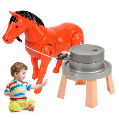 AwnsIMfreien Horses Toys, Horse Toy Electric Rotating Kids Horse Toys with Mill & Flexible Joint Rechargeable Realistic Grinding Fun Playset for Girls Boys, Play