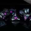 Butterfly Dice Set, Black Acrylic Printed Polyhedral Dice with Purple Pink Butterfly Design, 7 Piece RPG Gaming Dice Set (HSPT58) view 4