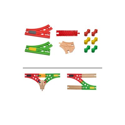 Bunu1492 Wooden Train Track Accessories Set,10 pcs Train Track Connector,Compatible with All Major Brands Train Tracks,Christmas Birthday Gift for Boys Girls,Train Toys Expansion Pack for Kids Ages 3+