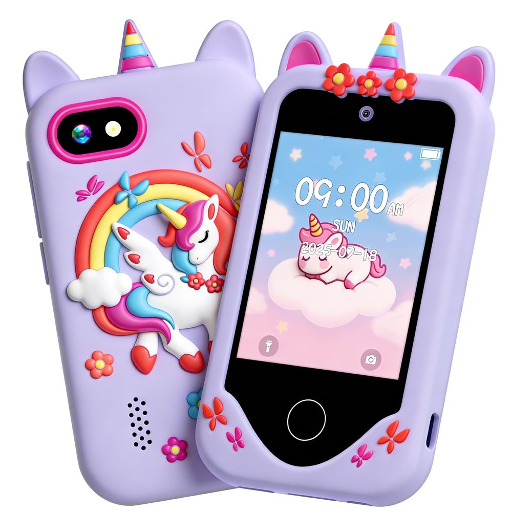 Kids Smartphone Girl Gifts, Kids Phone Toy with Touchscreen, Dual Cameras, Learning, Music Player, Birthday Gifts for Girls Age 3, 4, 5, 6, 7, 8,Purple