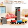 TOYANDONA Wooden Train Track Accessories - Suspension Railway Bridge Wooden Train Bridge Model Wood Track Expansion for Railway Accessories view 3
