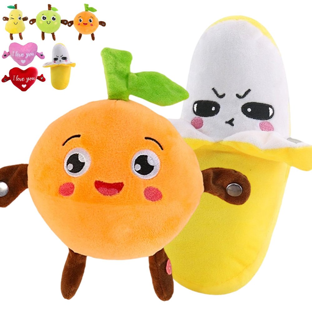 Legvixi Creative Induction Fruit Banana Rhythm Piano Singing Plush Toy | Human Motor Sensing Banana Metronome Plush Toy | Fruit & Heart for Children and Valentine's Day Gift (2Pcs-1)