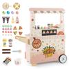 Costzon Wooden Pizza Food Truck, Kids Pretend Play Snack Shop Playset w/Oven, Magnetic Blackboard, Ice Cream, POS Machine, Wheels, Toddler Stand Activity Center Push Cart for Boys Girls 3+ view 1