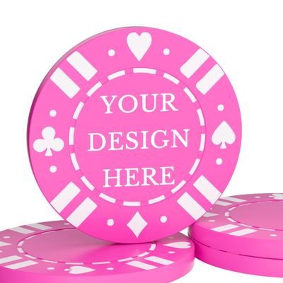 100 Custom Poker Chips - Plastic Poker Chips with Double-Sided UV Full Color Printing, Personalized with Logo Photo Text, Drink Tokens for Bar, Party, Company Promotions & Gifts, 9 Colors (Rose Red)