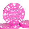 100 Custom Poker Chips - Plastic Poker Chips with Double-Sided UV Full Color Printing, Personalized with Logo Photo Text, Drink Tokens for Bar, Party, Company Promotions & Gifts, 9 Colors (Rose Red) view 1