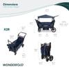 WONDERFOLD X2R Rev Stroller Wagon (2 Seater) - Collapsible Stroller Wagon with 5-Point Seatbelt Harnesses, Reclining Seats & Footwells, Navy view 3
