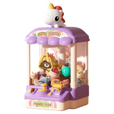 Cute Doll Vending Machine with Sound & Plush Toys Electric Candy Grabber Toy Mini Plush Toys Prize Dispenser Birthday Gifts for Girls 3 to 8 Years