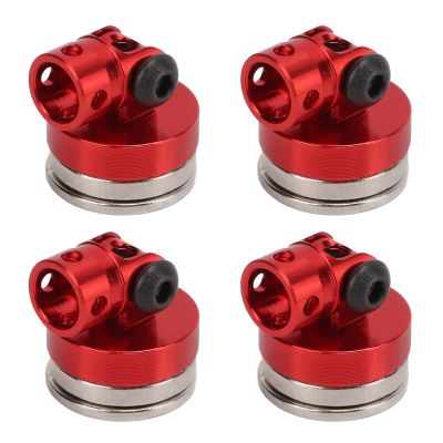 Fesjoy 4Pcs RC Magnetic Body Post, Body Shell Post Mount for 1/8 1/10 Remote Control Vehicle with Aluminum Alloy Material, for SCX10 (Red)