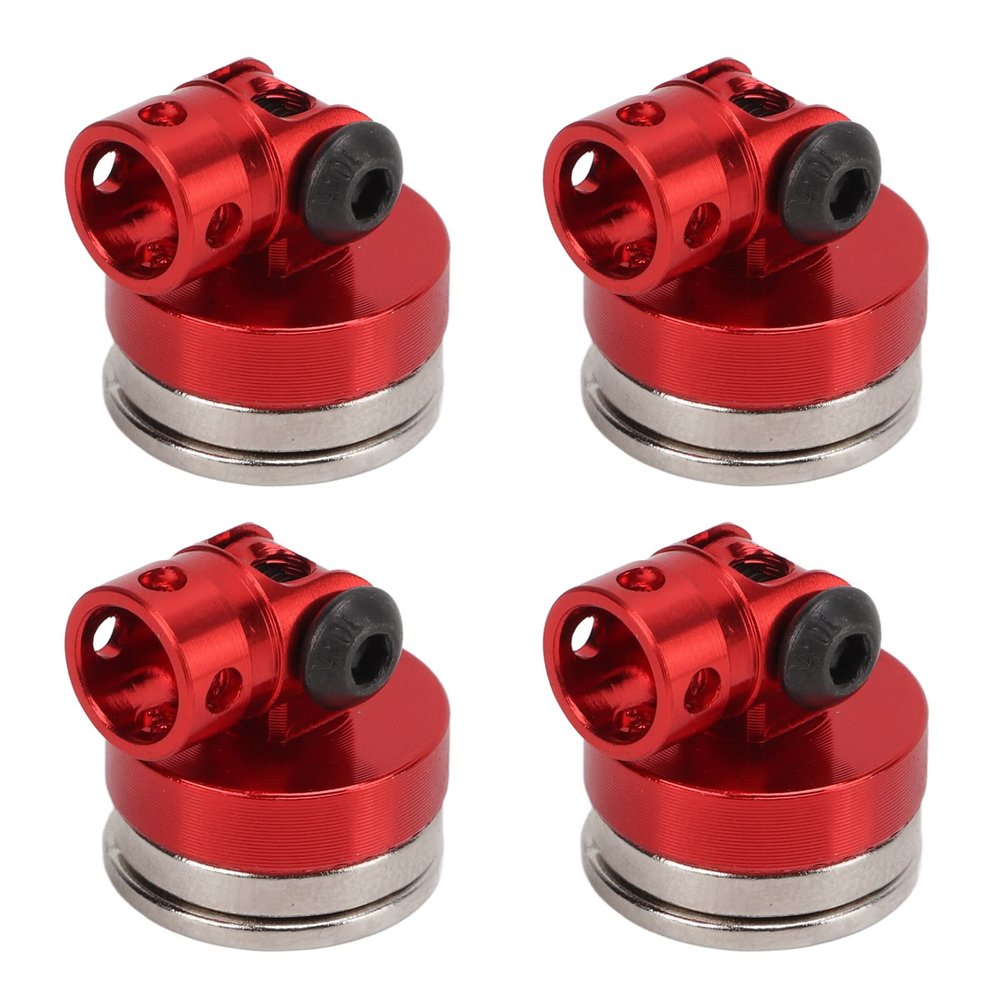 Fesjoy 4Pcs RC Magnetic Body Post, Body Shell Post Mount for 1/8 1/10 Remote Control Vehicle with Aluminum Alloy Material, for SCX10 (Red)