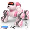 ATNMGYT DIY Coding Pup Interactive Robot Dog Toy, Remote Control Smart Pet with Touch Sensing, Lighting, Music, Stories, Stunt Actions, Educational STEM Toy for Kids, 18cm x 19cm (Pink) view 3