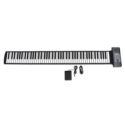 Vvikizy 88 Keys Roll Up Piano, Rechargeable Electronic Hand Roll Piano with LED Display MIDI Function, 128 Tones Rhythms for Kids Beginners